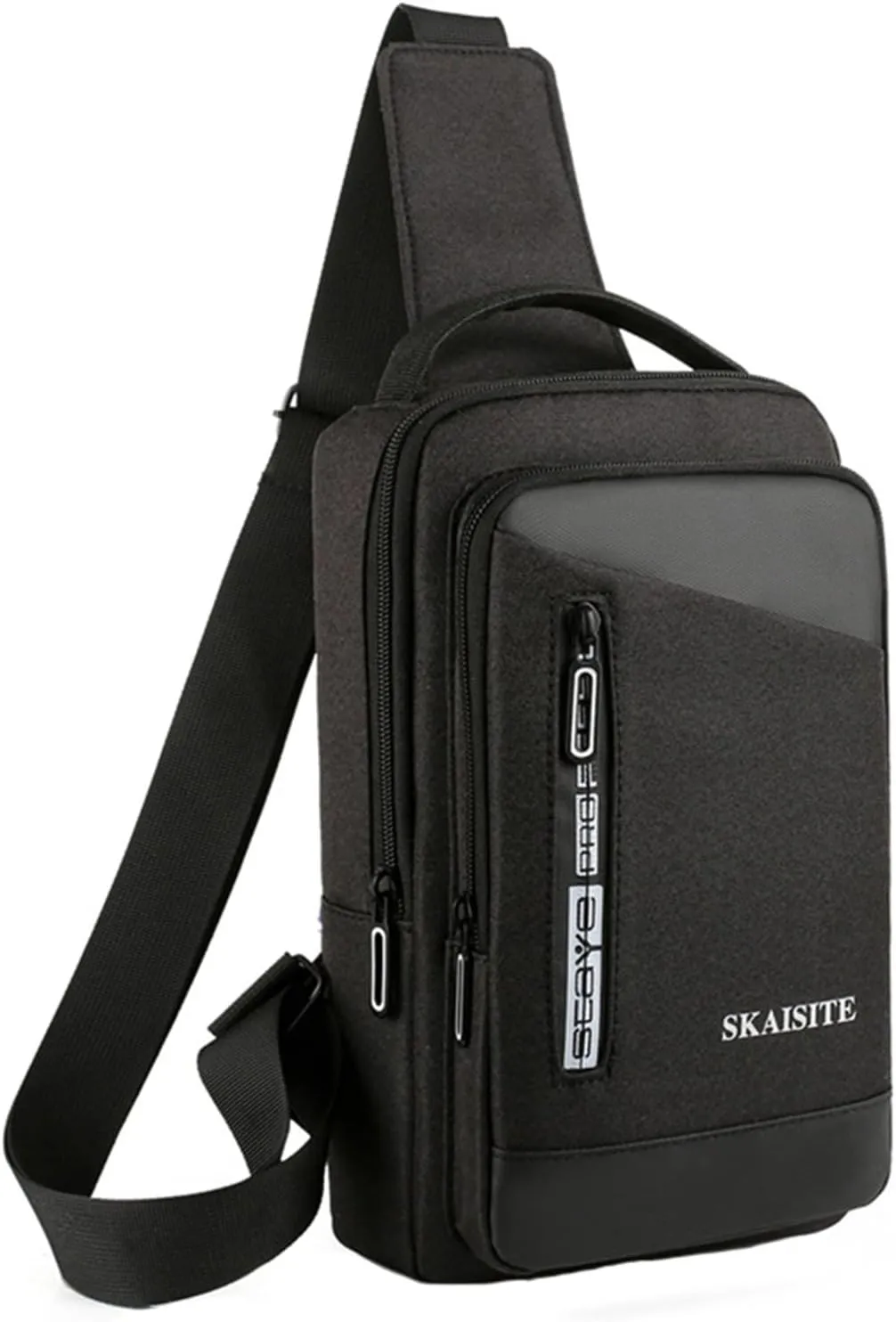 Messenger Bag Solid Color Cloth Outdoor Leisure Customize Chest Bag Men Shoulder Crossbody over The (Black, One Size)