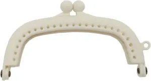 Metal Purse Frame,Retro Arch Kiss Lock Clasp Frame 8.5CM Arc Resin Plastic Purse Frame with Hole Kiss Clasp for Women Bags Handbags DIY Crochet Bag Making Accessories(White)