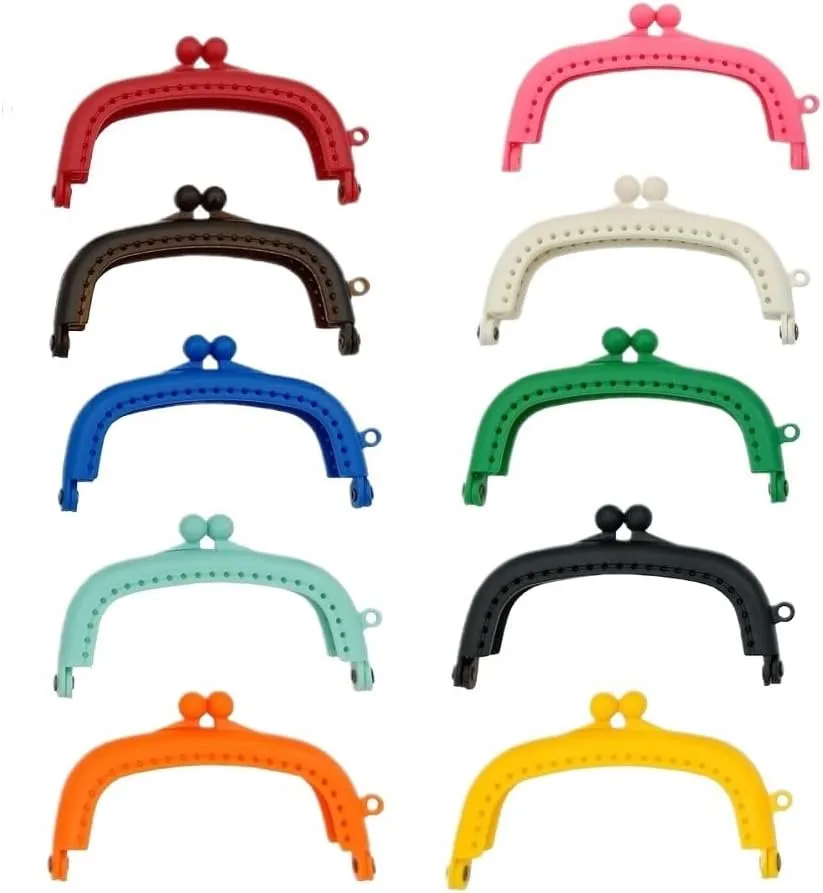 Metal Purse Frame,Retro Arch Kiss Lock Clasp Frame 8.5CM Arc Resin Plastic Purse Frame with Hole Kiss Clasp for Women Bags Handbags DIY Crochet Bag Making Accessories(White)