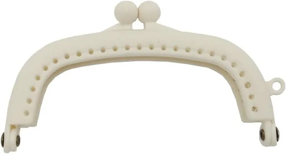 Metal Purse Frame,Retro Arch Kiss Lock Clasp Frame 8.5CM Arc Resin Plastic Purse Frame with Hole Kiss Clasp for Women Bags Handbags DIY Crochet Bag Making Accessories(White)