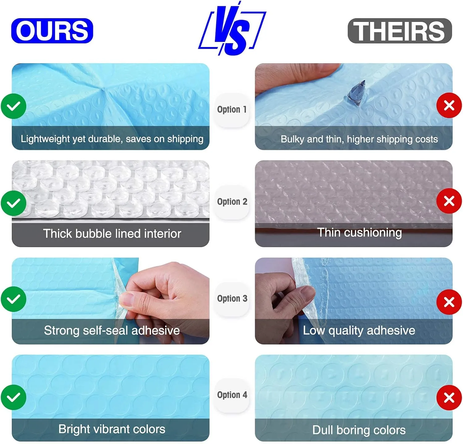 Metronic Bubble Mailers 6x10 Baby Blue, Case of 600, Self-Seal Poly Padded Mailer Envelopes Packaging Bags, Bulk Package Packing Shipping Supplies for Small Business, Boutique, Jewelry, Lip Gloss