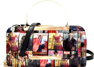 Michelle Obama Magazine Cover Metal Handle Smartphone Friendly Wallet Crossbody Bag
