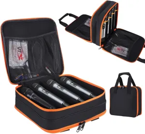 Microphone Case,Wireless Microphone Bag,Portable Storage Case,8 Slots Mic Carrying Box Bags-Travel Adjustable Foam Box,Fits Singing,Karaoke,Party(Bag Only)