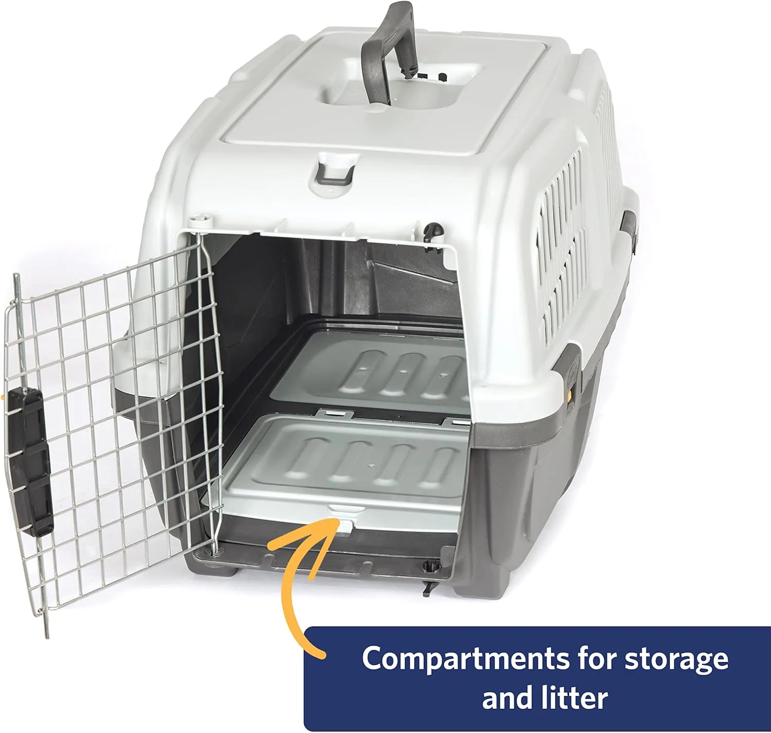 Midwest Homes for Pets Skudo 24” Plastic Cat Carrier with Integrated Litter pan