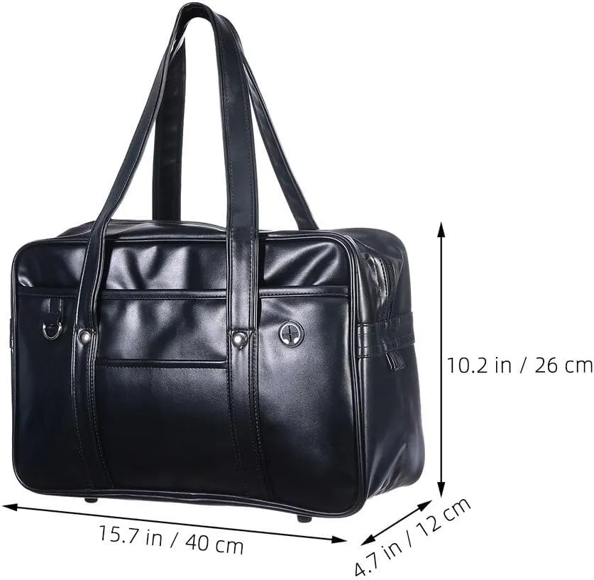 Mikikit Men's Leather Shoulder Bag: Handmade Leather Briefcases Men's Business Travel Briefcase Laptop Briefcase Computer Bag for Men and Women(Black)