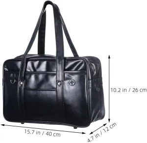 Mikikit Men's Leather Shoulder Bag: Handmade Leather Briefcases Men's Business Travel Briefcase Laptop Briefcase Computer Bag for Men and Women(Black)