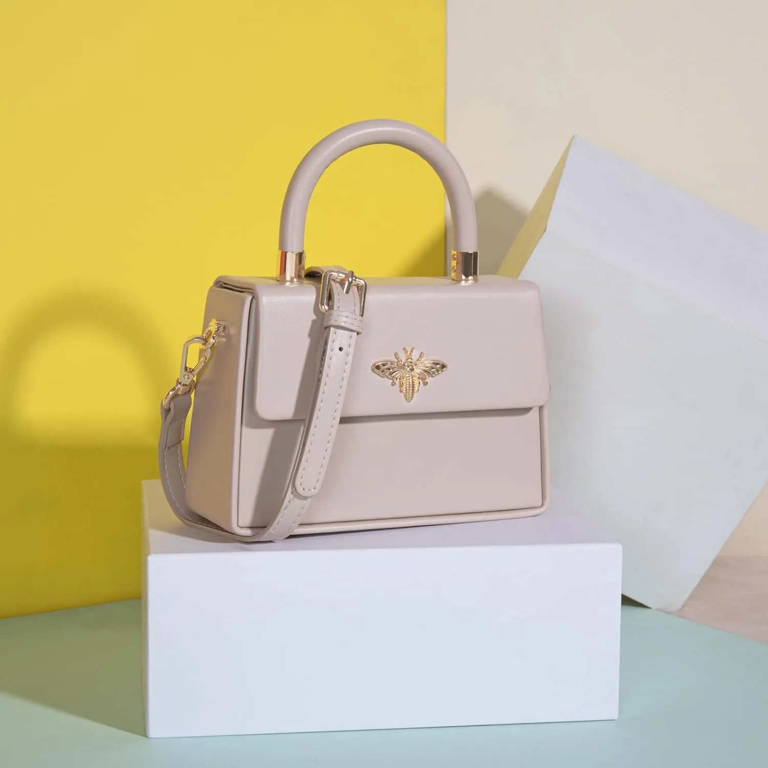 Milan Chiva Small Top Handle Purses for Women Mini Satchel Crossbody Bag Elegant Square Bag