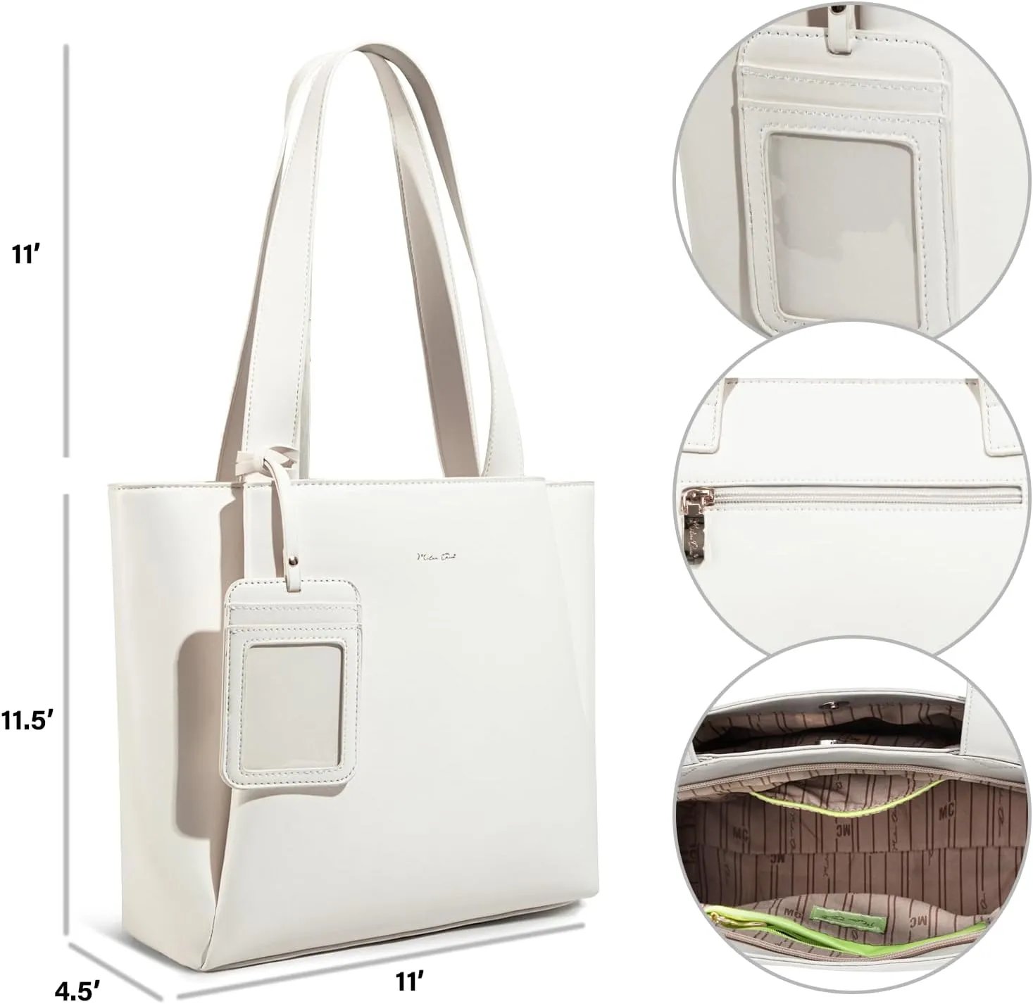 Milan Chiva Work Tote Bags for Women Middle Urban Tote Bag with Zip Compartments