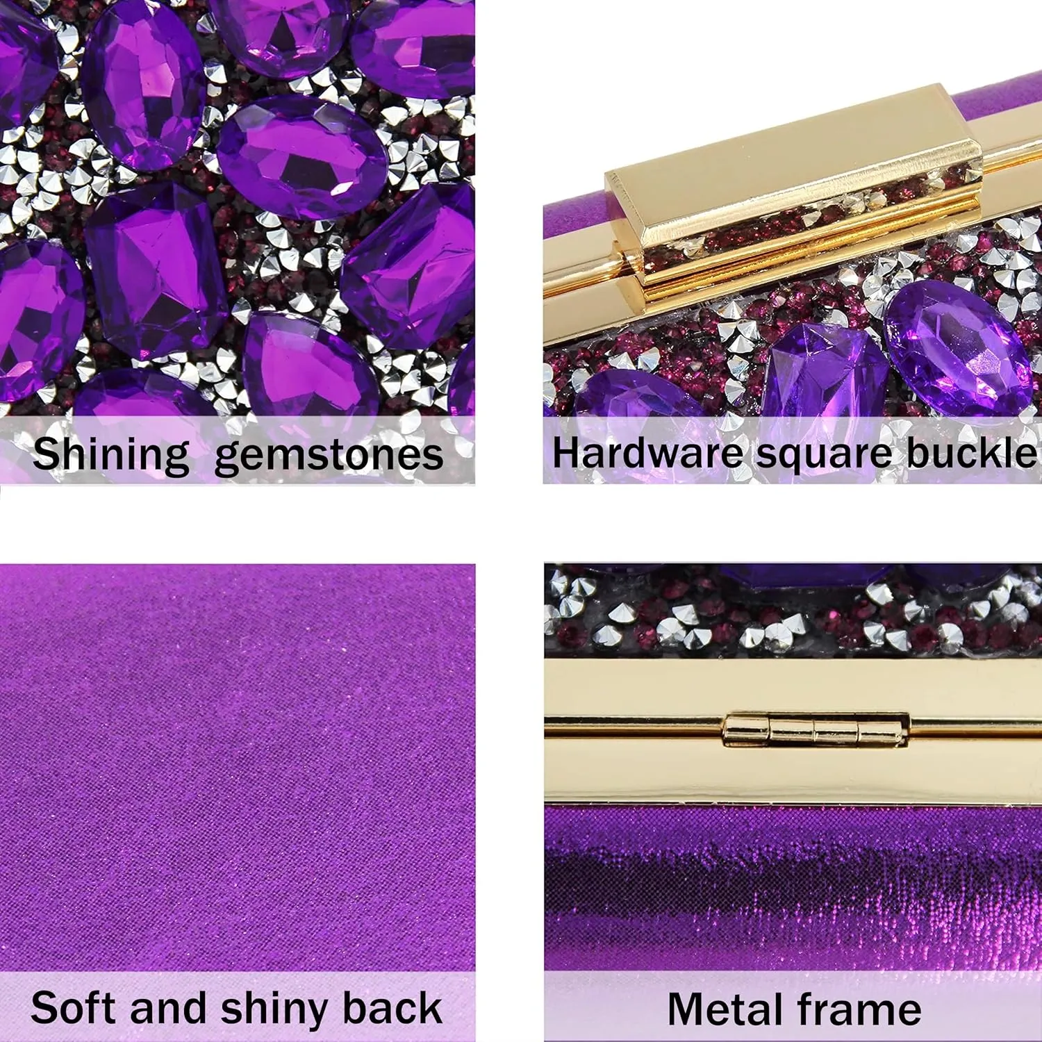 Milisente Clutch Purses For Women Crystal Clutches Evening Bags Gemstone Clutch Purse For Wedding Formal