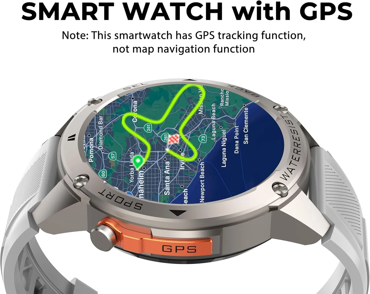 Military Smart Watch with GPS (Answer/Make Calls), Satellite Positioning, 500mAh Extra-Large Battery, Compass Air Pressure Altitude 50M Waterproof, 1.43" AMOLED Screen, Compatible Android iOS (Silver)
