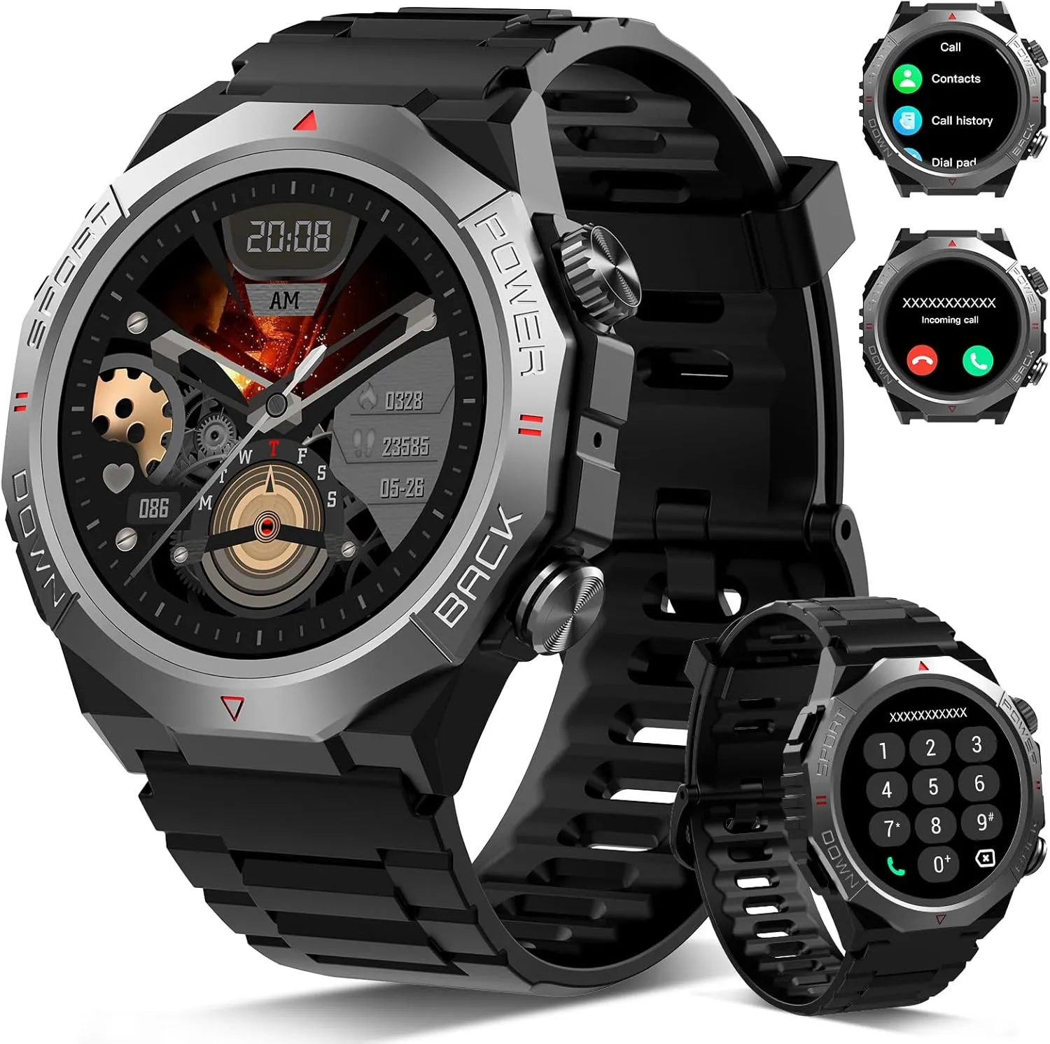 Military Smart Watches for Men(Answer/Make Calls), 1.39"HD Fitness Watch, 24/7 Heart Rate Sleep Monitor, Smart Watch for Men 110  Sport Modes, 30Day, IP68 Waterproof Smartwatch for Android iOS, Black