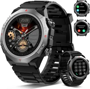Military Smart Watches for Men(Answer/Make Calls), 1.39"HD Fitness Watch, 24/7 Heart Rate Sleep Monitor, Smart Watch for Men 110  Sport Modes, 30Day, IP68 Waterproof Smartwatch for Android iOS, Black