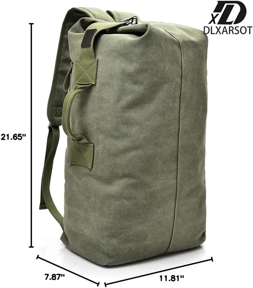 Military Tactical Backpack Large Capacity Travel Climbing Bag Duffel Bag Top Load Double Strap Canvas Backpack