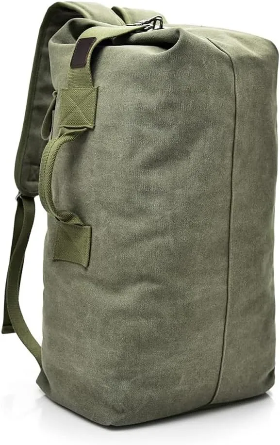 Military Tactical Backpack Large Capacity Travel Climbing Bag Duffel Bag Top Load Double Strap Canvas Backpack