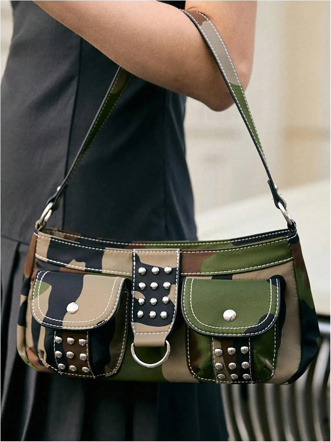 Milumia Women's Camo Print Top Handle Shoulder Bags Y2k Hobo Clutch Purse