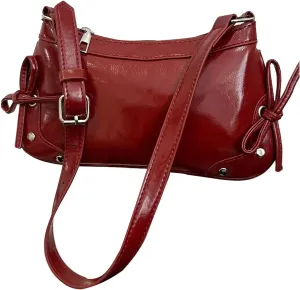 Milumia Women's Studded Bow Tie Shoulder Bag Vintage Square Faux Leather Handbags