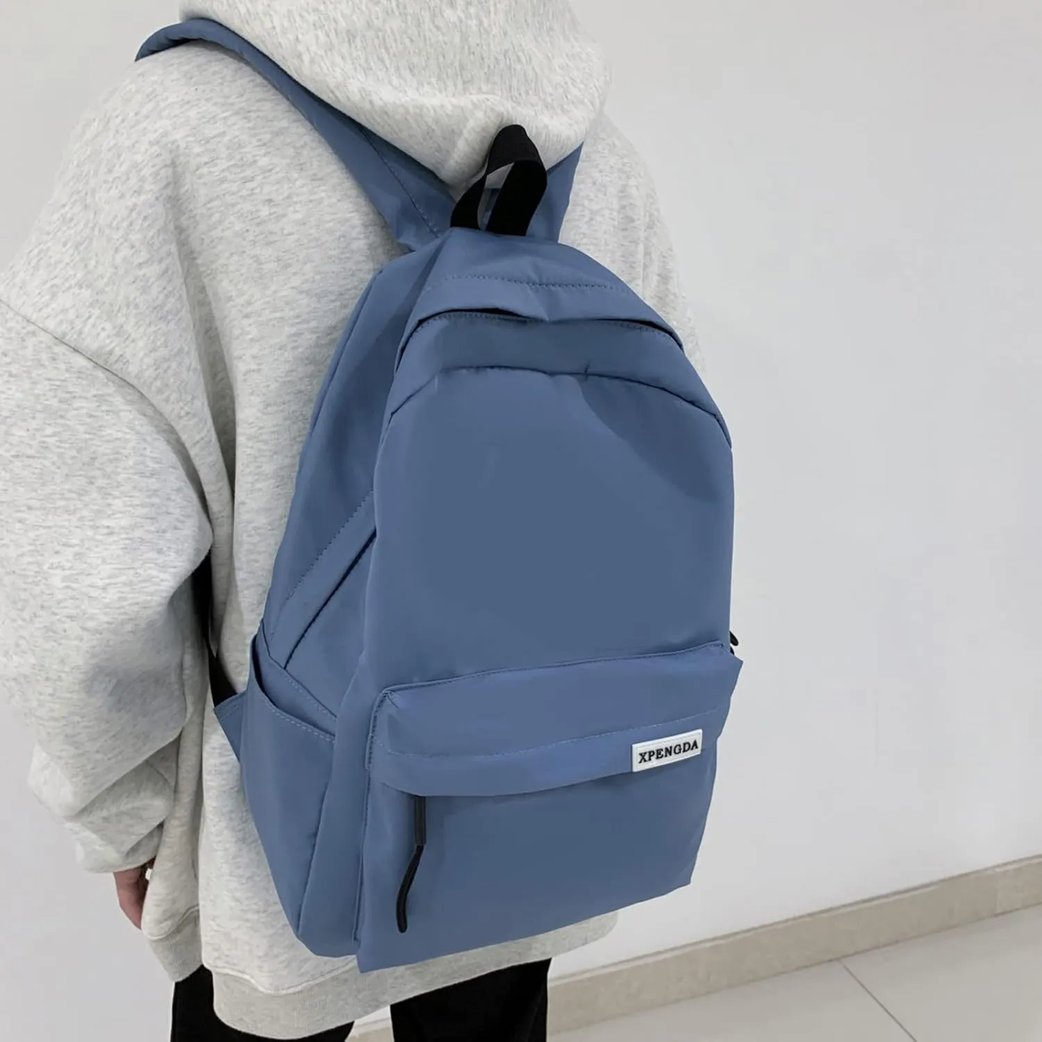 Mini Backpacks for Women Retro Large Capacity Solid Soft Fashion Backpacks Outdoor Travel Slim Laptop Backpack(Blue)