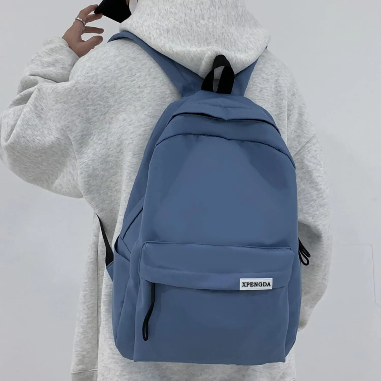 Mini Backpacks for Women Retro Large Capacity Solid Soft Fashion Backpacks Outdoor Travel Slim Laptop Backpack(Blue)
