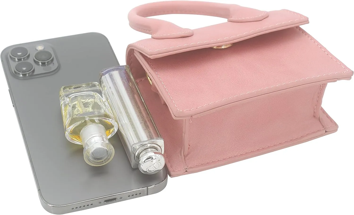 Mini Crossbody Bag for Women Girls Synthetic Leather Flap Purse Styling Top-Handle Clutch Handbag