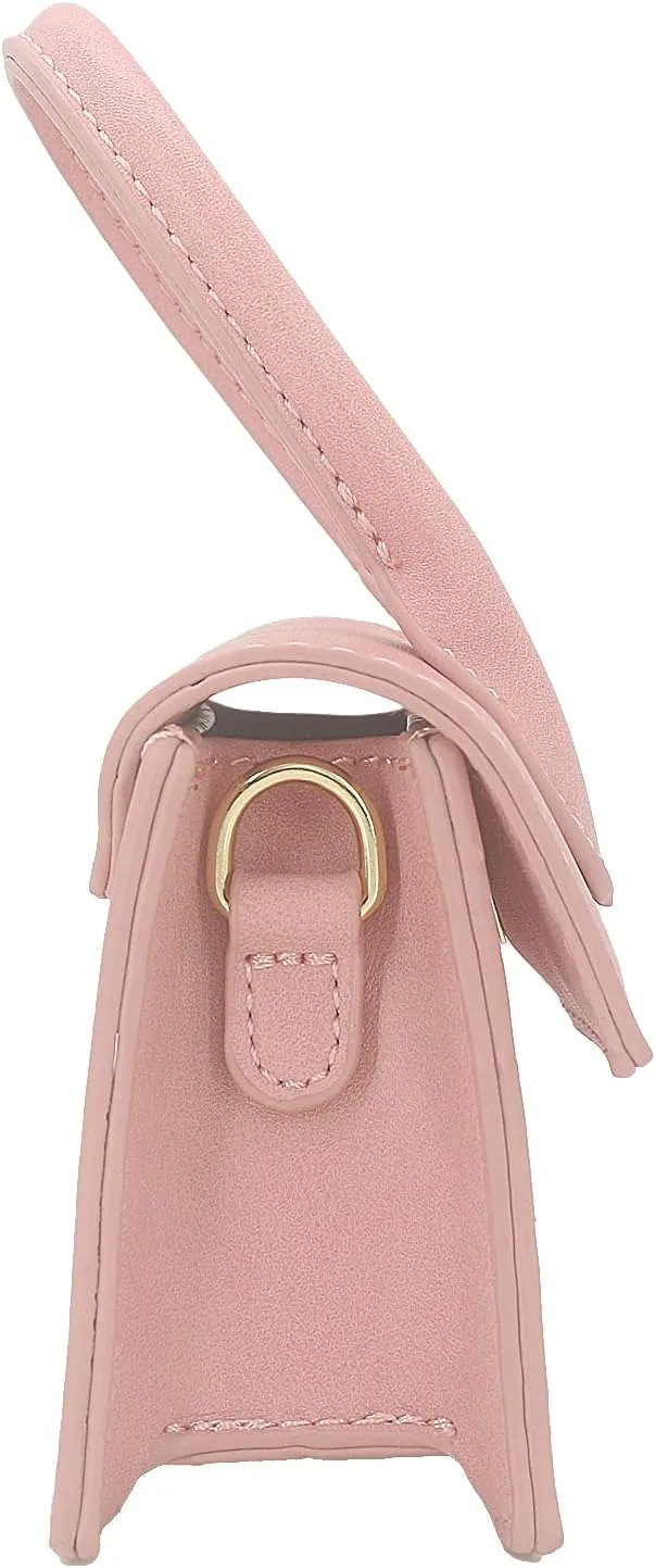 Mini Crossbody Bag for Women Girls Synthetic Leather Flap Purse Styling Top-Handle Clutch Handbag