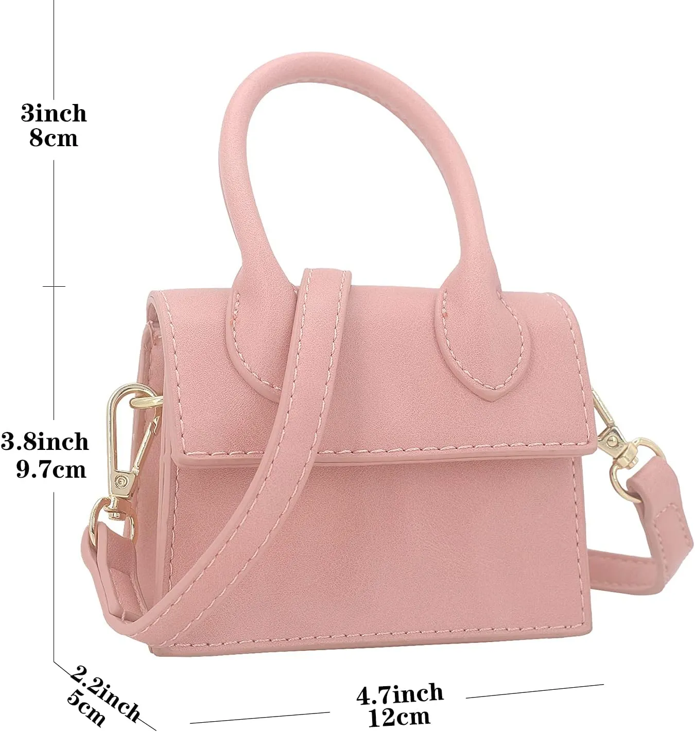 Mini Crossbody Bag for Women Girls Synthetic Leather Flap Purse Styling Top-Handle Clutch Handbag
