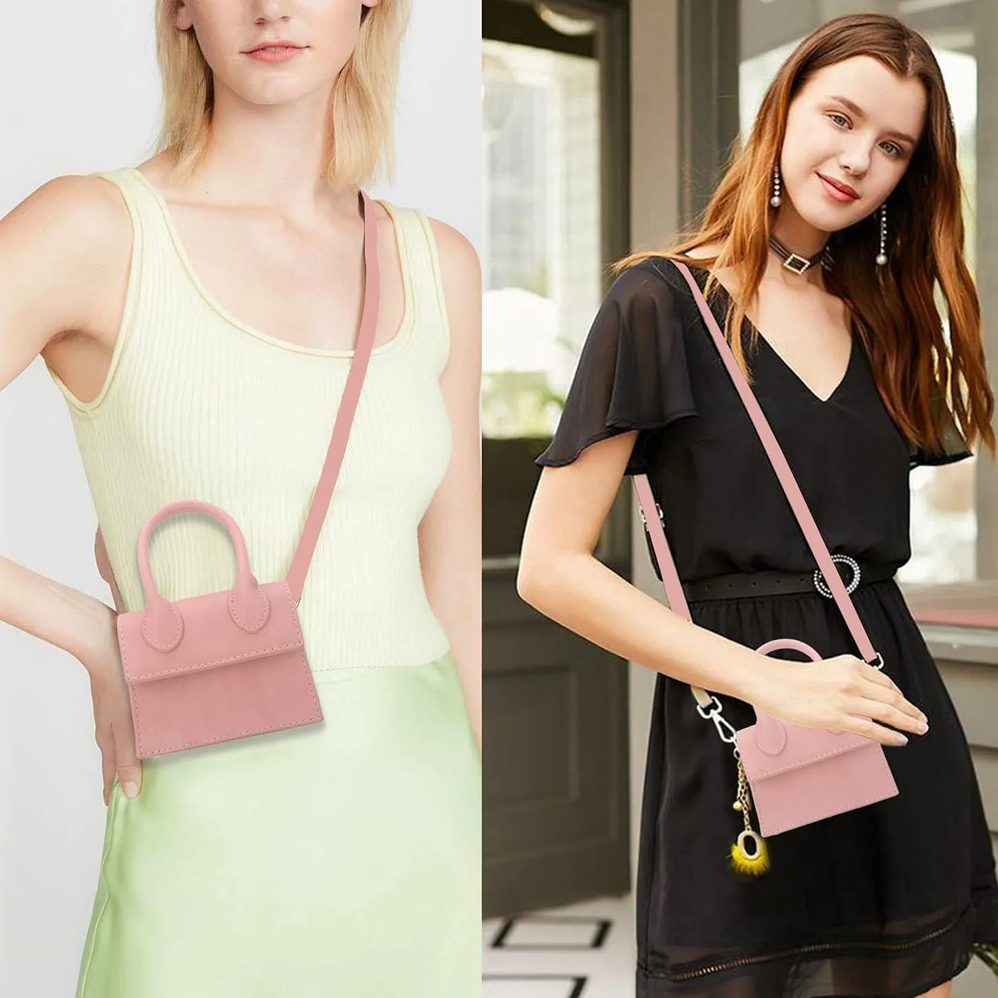Mini Crossbody Bag for Women Girls Synthetic Leather Flap Purse Styling Top-Handle Clutch Handbag