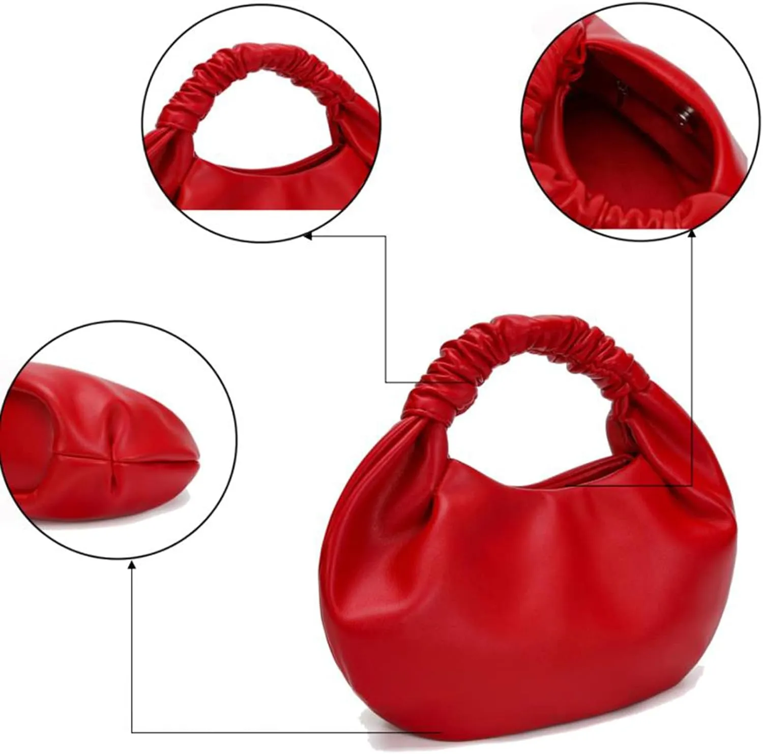 Mini Hobo Tote Bags for Women Soft Leather Clutch Purses for Women Cloud-Shaped Top Handle Bags
