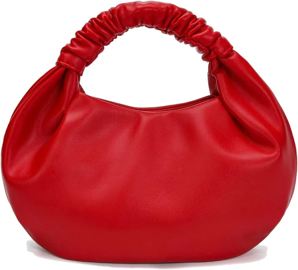 Mini Hobo Tote Bags for Women Soft Leather Clutch Purses for Women Cloud-Shaped Top Handle Bags