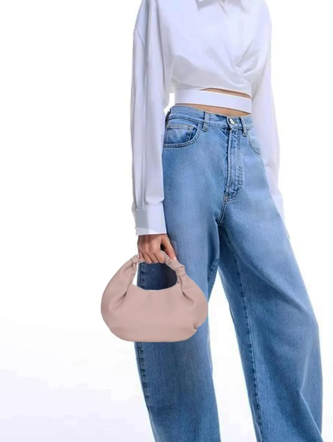 Mini Hobo Tote Bags for Women Soft Leather Clutch Purses for Women Cloud-Shaped Top Handle Bags