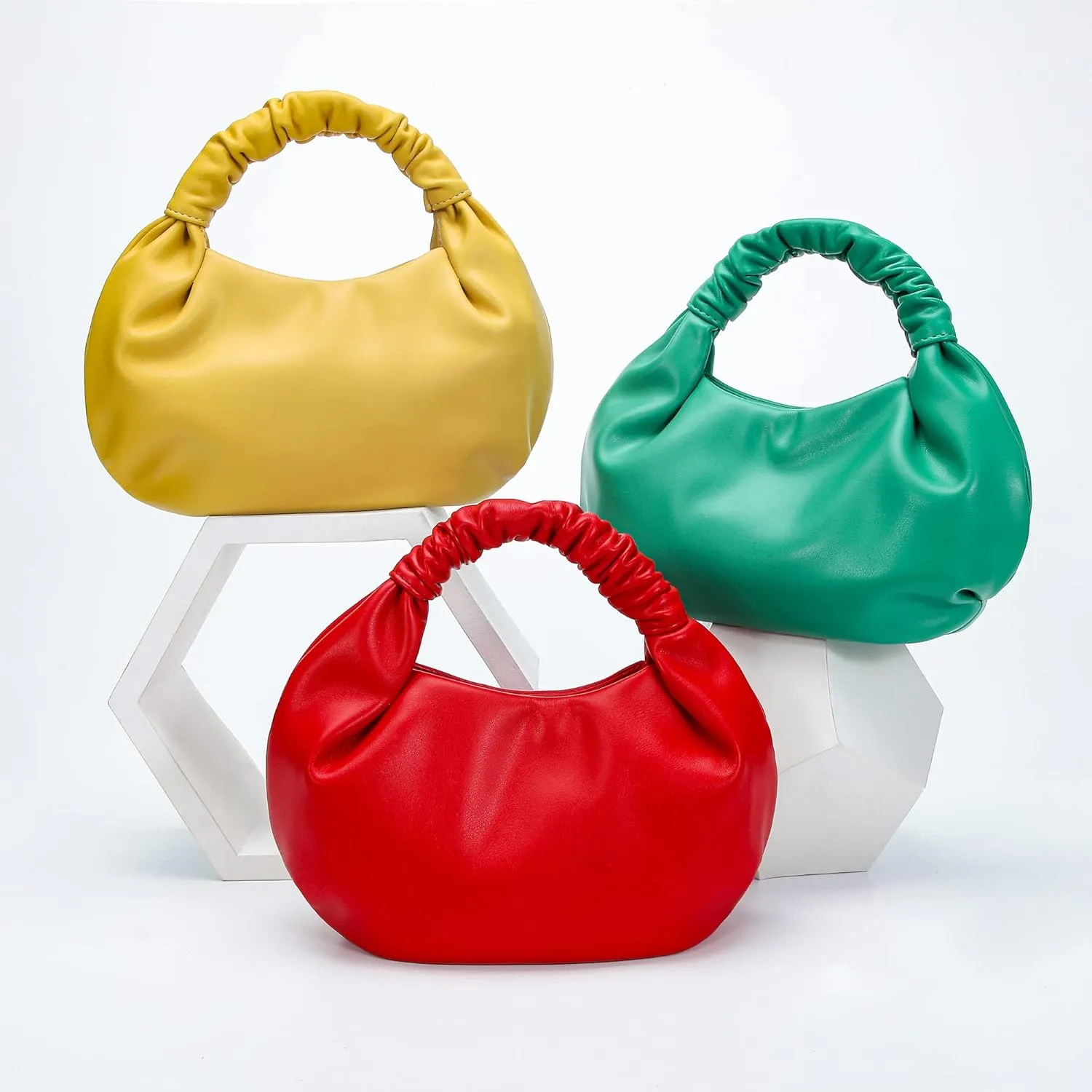Mini Hobo Tote Bags for Women Soft Leather Clutch Purses for Women Cloud-Shaped Top Handle Bags