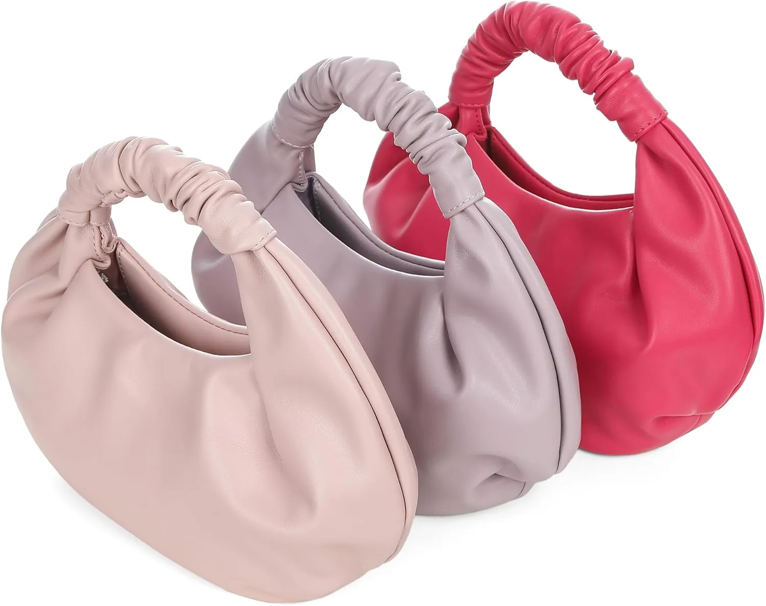 Mini Hobo Tote Bags for Women Soft Leather Clutch Purses for Women Cloud-Shaped Top Handle Bags
