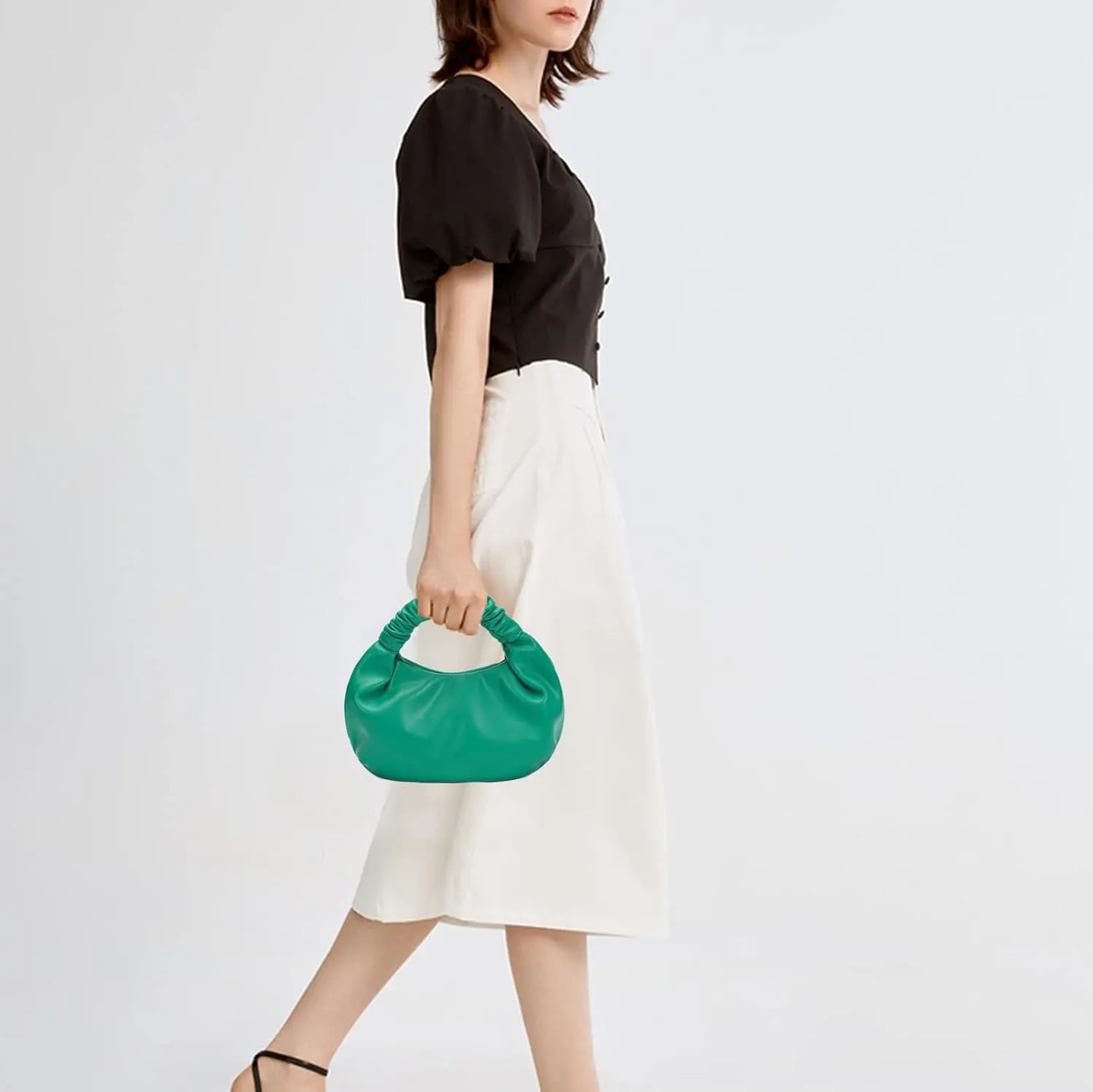 Mini Hobo Tote Bags for Women Soft Leather Clutch Purses for Women Cloud-Shaped Top Handle Bags
