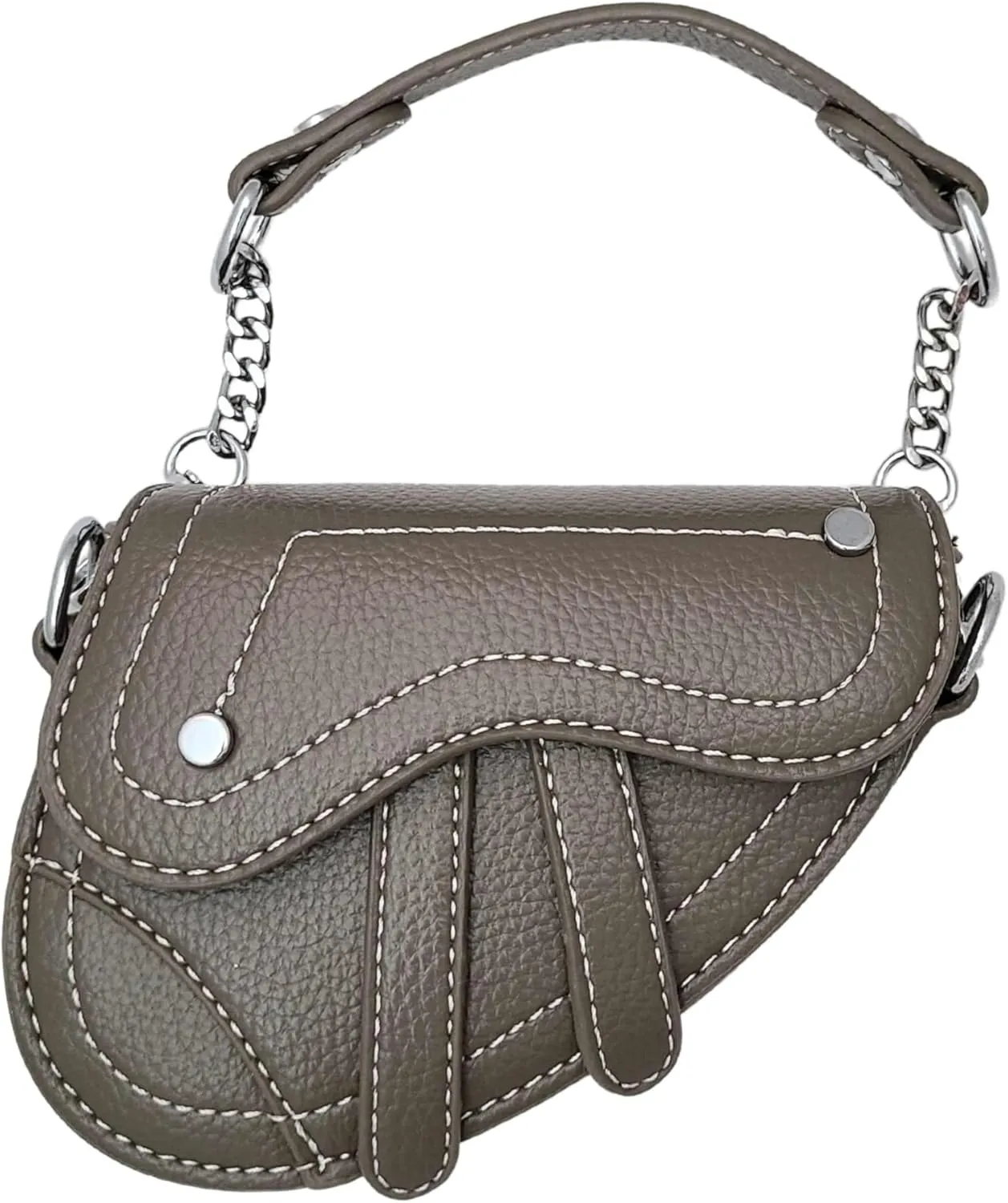 Mini Horse Saddle Crossbody Bag. Micro Purse. Vegan Leather Clutch Wallet with 2 Straps. In Brown, Gray, and Blush Pink