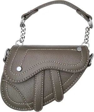 Mini Horse Saddle Crossbody Bag. Micro Purse. Vegan Leather Clutch Wallet with 2 Straps. In Brown, Gray, and Blush Pink