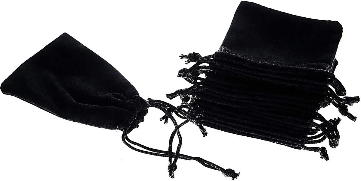 Mini Skater 50pcs Jewelry Velvet Cloth Pouch Black Drawstring Small Bags for Dice 2.75'' x 3.5''