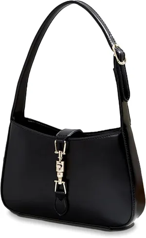Minimalist Crescent Saddle Shoulder Bag, Clasp Closure
