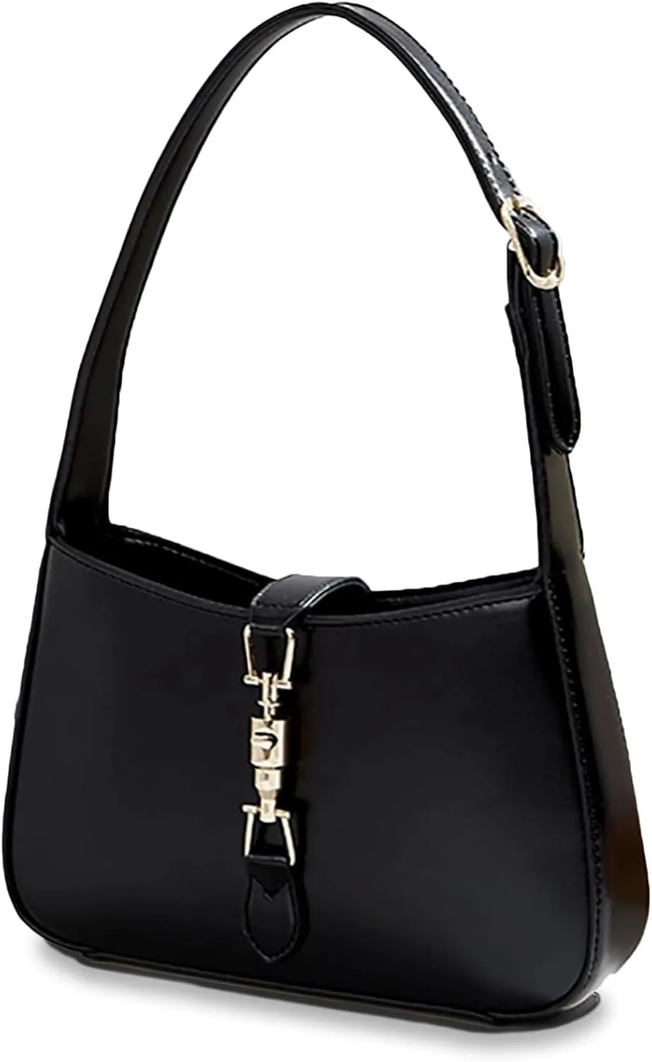 Minimalist Crescent Saddle Shoulder Bag, Clasp Closure