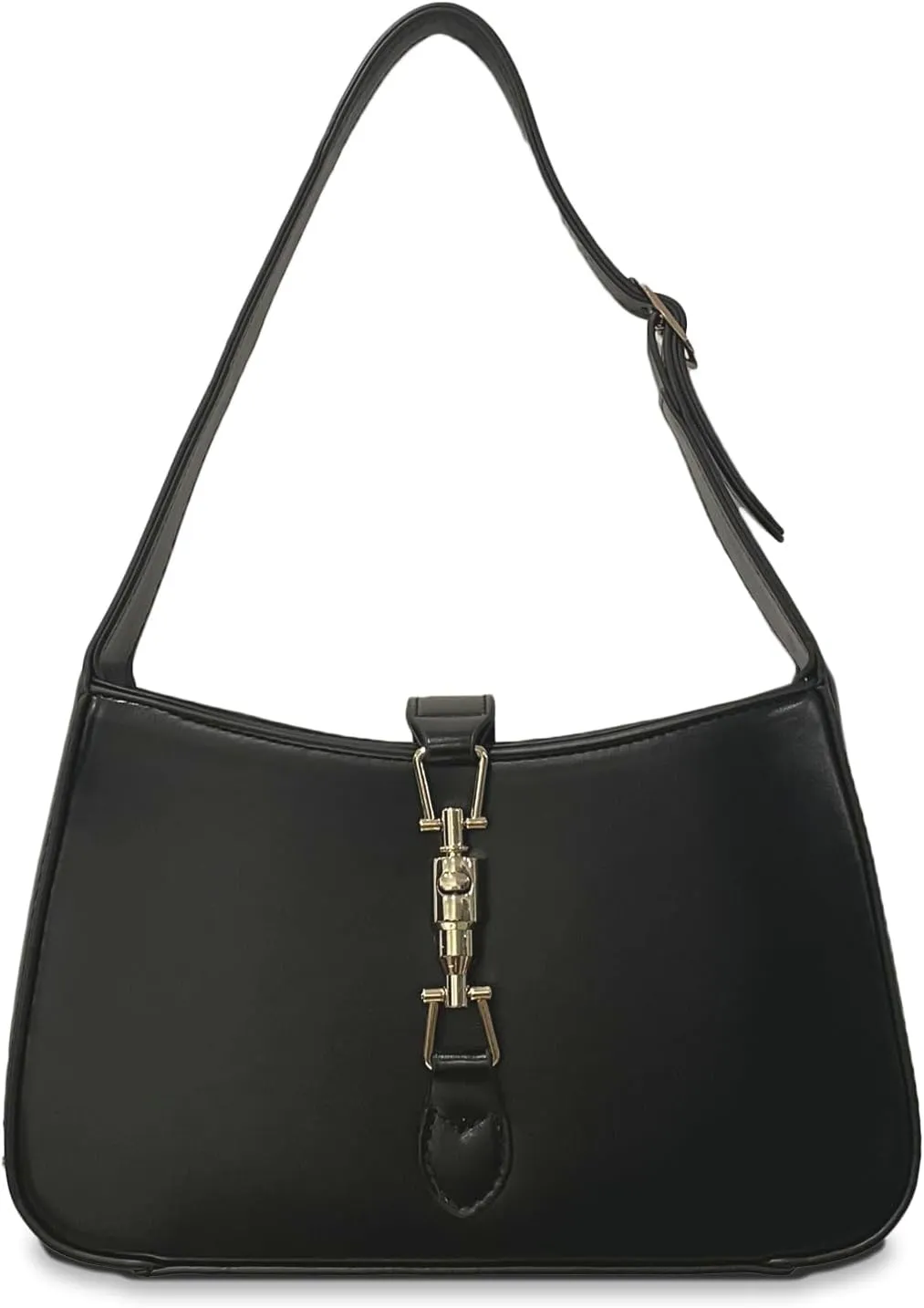 Minimalist Crescent Saddle Shoulder Bag, Clasp Closure