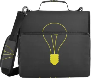 Minimalist Light Bub Zipper Binder 3 Ring Binder Polyester 1.5 inch Multi-Pocket Documents Organizer Large Capacity