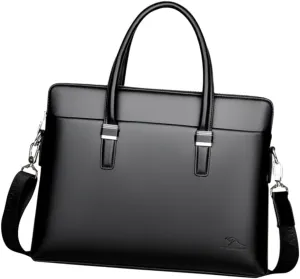 Mipcase Men's Cow Leather Laptop Bag Waterproof Business Sling Bag Briefcase Large Compartment for Men