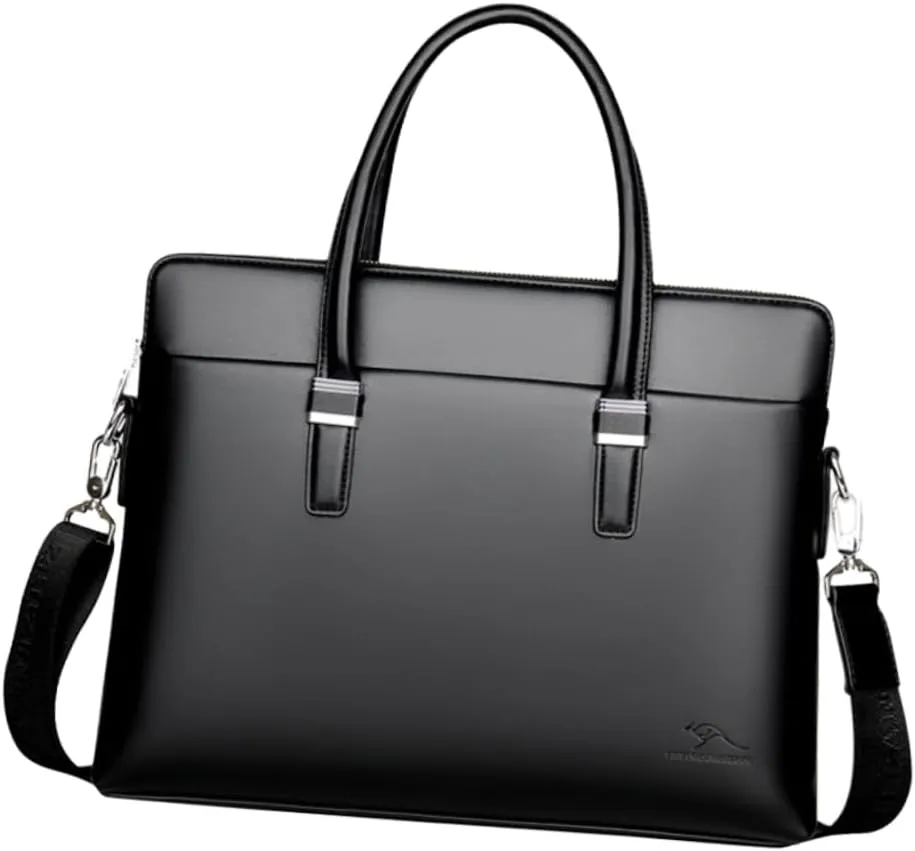 Mipcase Men's Cow Leather Laptop Bag Waterproof Business Sling Bag Briefcase Large Compartment for Men