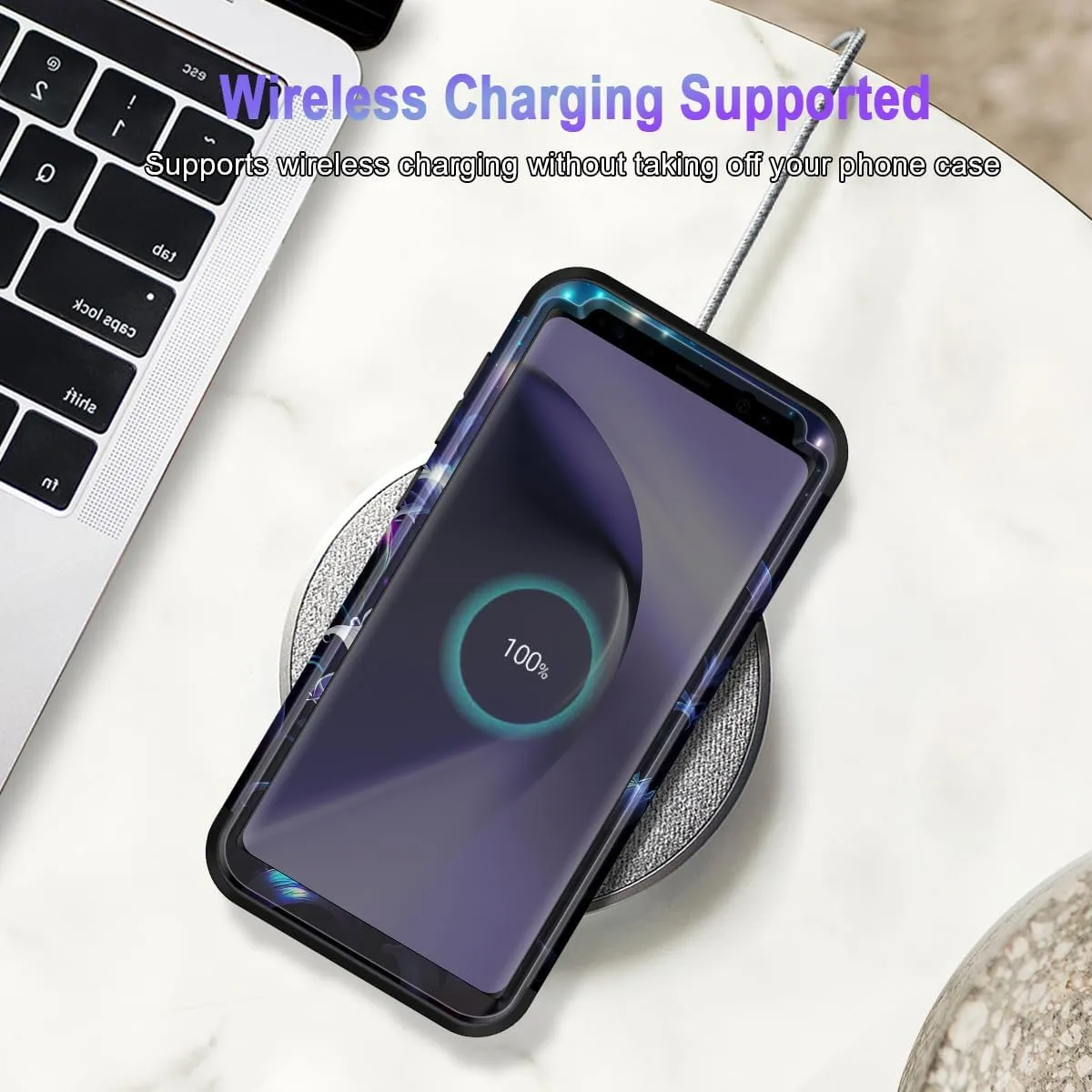 Miqala for Galaxy S8 Case,Marble Design Three Layer Heavy Duty Shockproof Hard Plastic Bumper  Soft Silicone Rubber Protective Case for Samsung Galaxy S8,Purple Flower