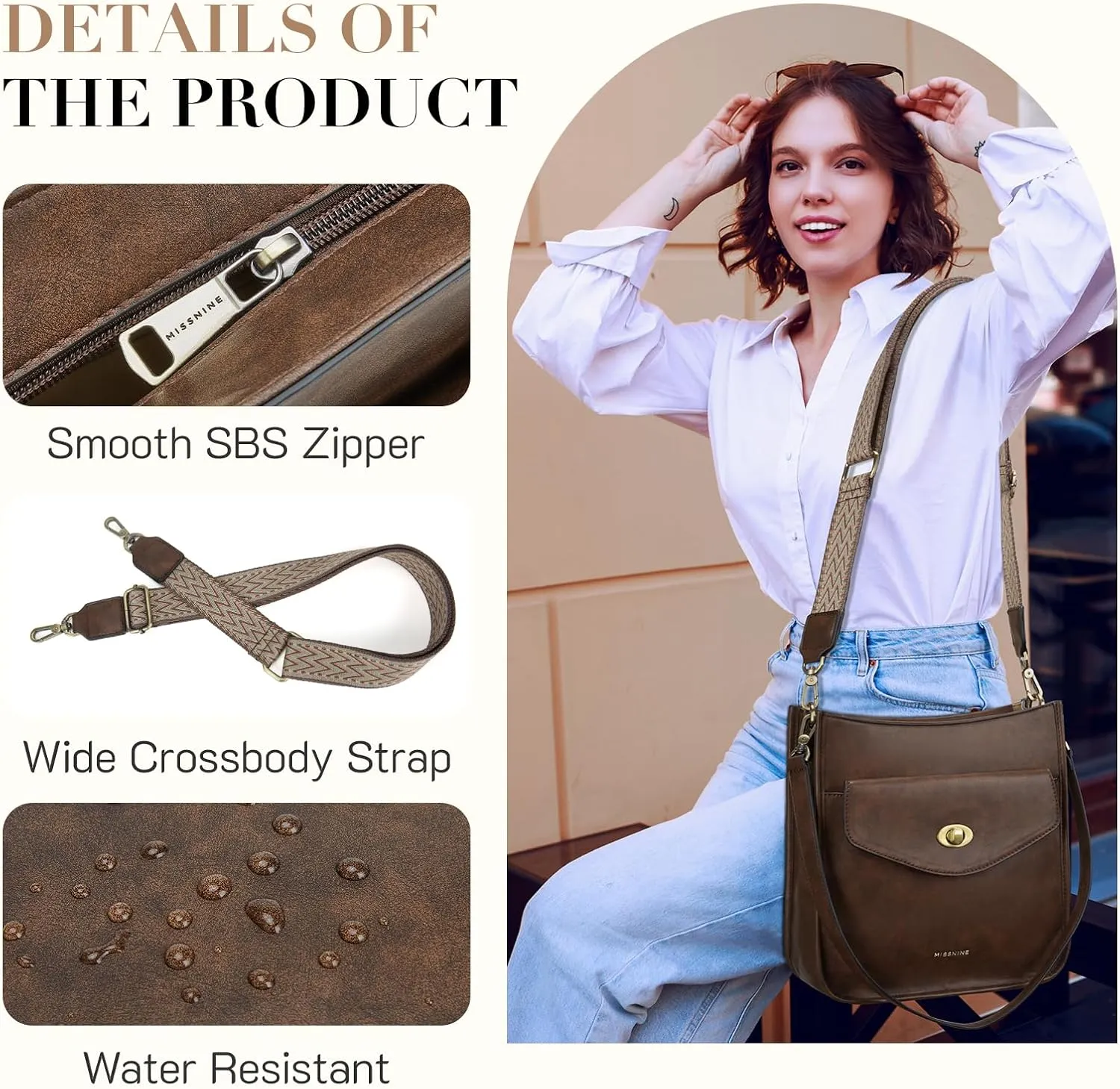 Missnine Hobo Bag Purses and Handbags for Women Top Handle Handbags with Pocket Zipper