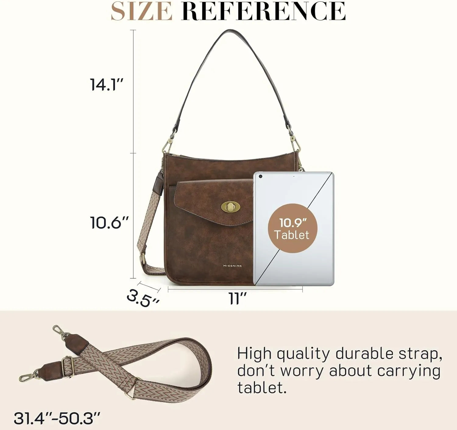 Missnine Hobo Bag Purses and Handbags for Women Top Handle Handbags with Pocket Zipper