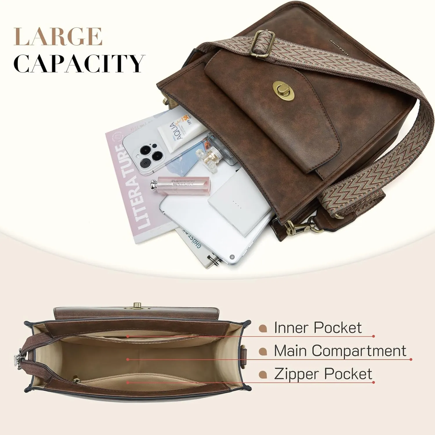 Missnine Hobo Bag Purses and Handbags for Women Top Handle Handbags with Pocket Zipper