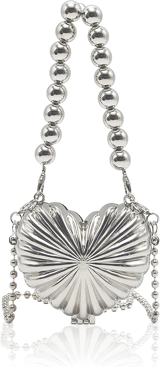 Miuco Heart Shaped Mini Evening Bags for Women Satchel Handbags Shoulder Bag Crossbody