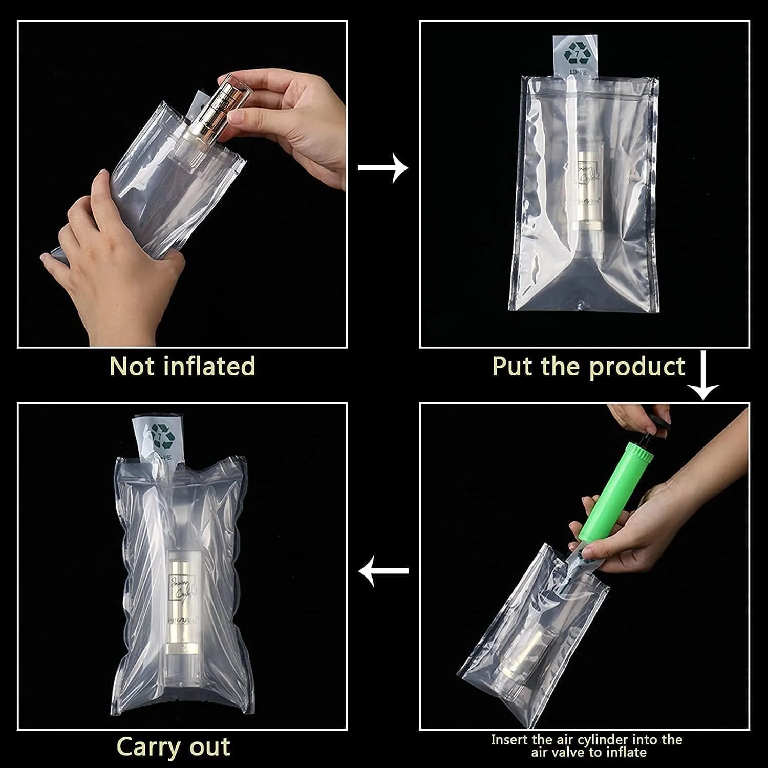 Miupoo Packaging Air Bags,Clear Plastic Inflatable Air Packaging Protector Bag with Free Pump Cushion,Air Cushion Blocking Packaging Bag,12x16 Inches,100 Pieces