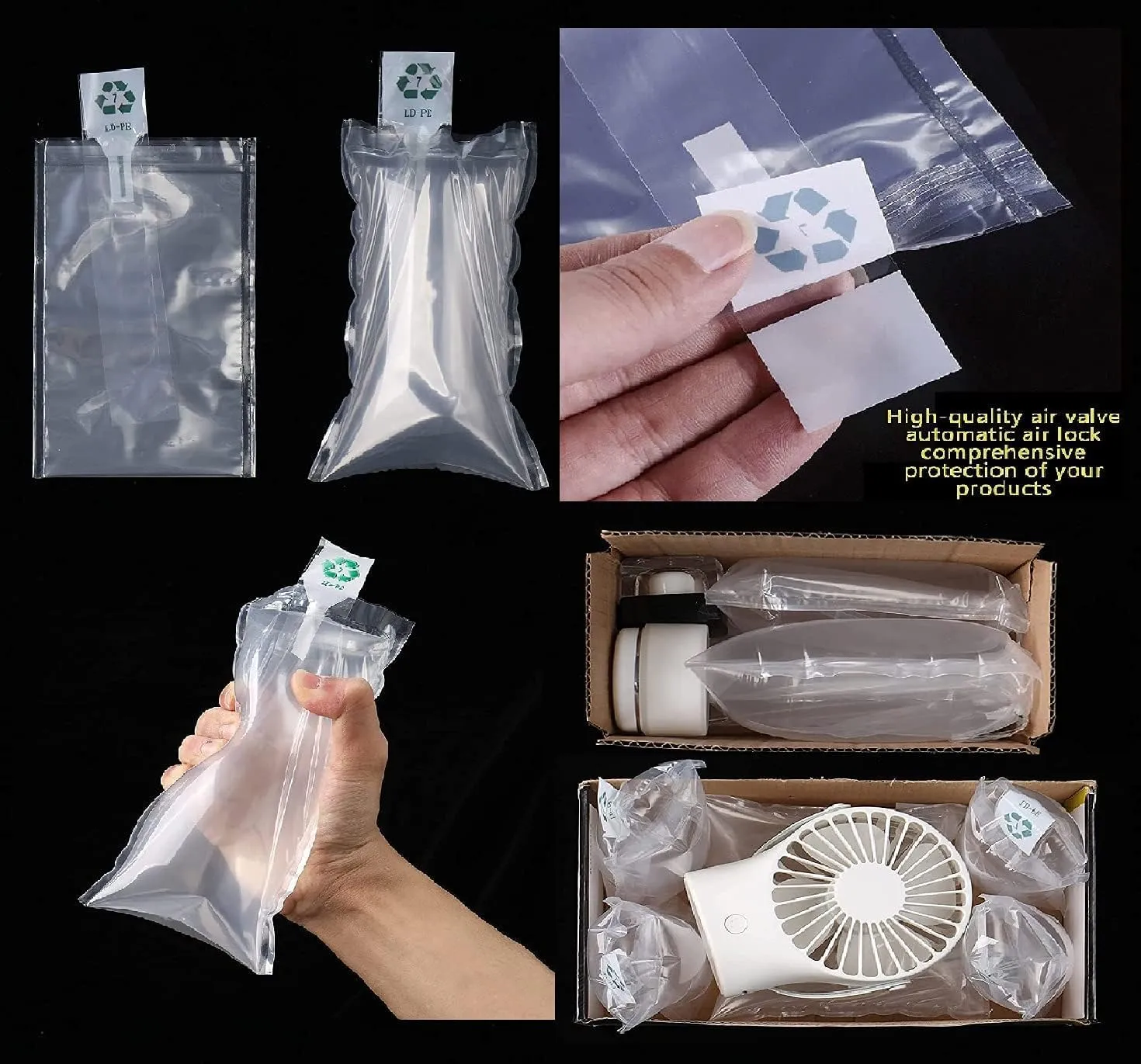 Miupoo Packaging Air Bags,Clear Plastic Inflatable Air Packaging Protector Bag with Free Pump Cushion,Air Cushion Blocking Packaging Bag,12x16 Inches,100 Pieces