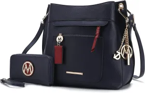 MKF Collection Hobo Handbag for women- Vegan Leather Shoulder bag and Wristlet Purse