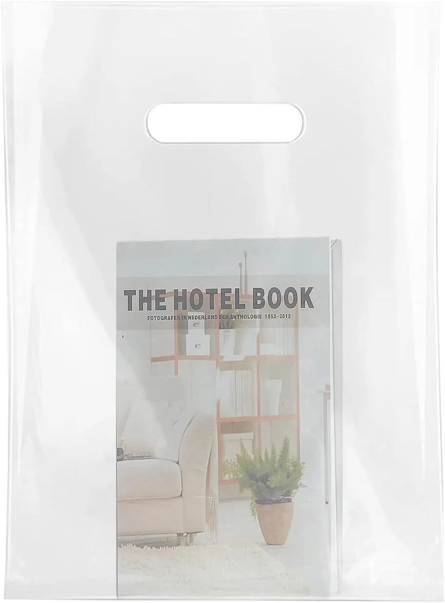 MLAFLY Clear Plastic bags with handle 100 Pack Clear Gift Bags for Small Business Shopping Merchandise Bags for Packaging Products Retail Boutique (Medium(12x15))